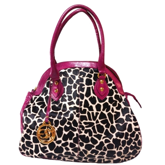 Roberta Gandolfi Italian Leather and Calf Hair Purse Animal Print Should… - Picture 1 of 10